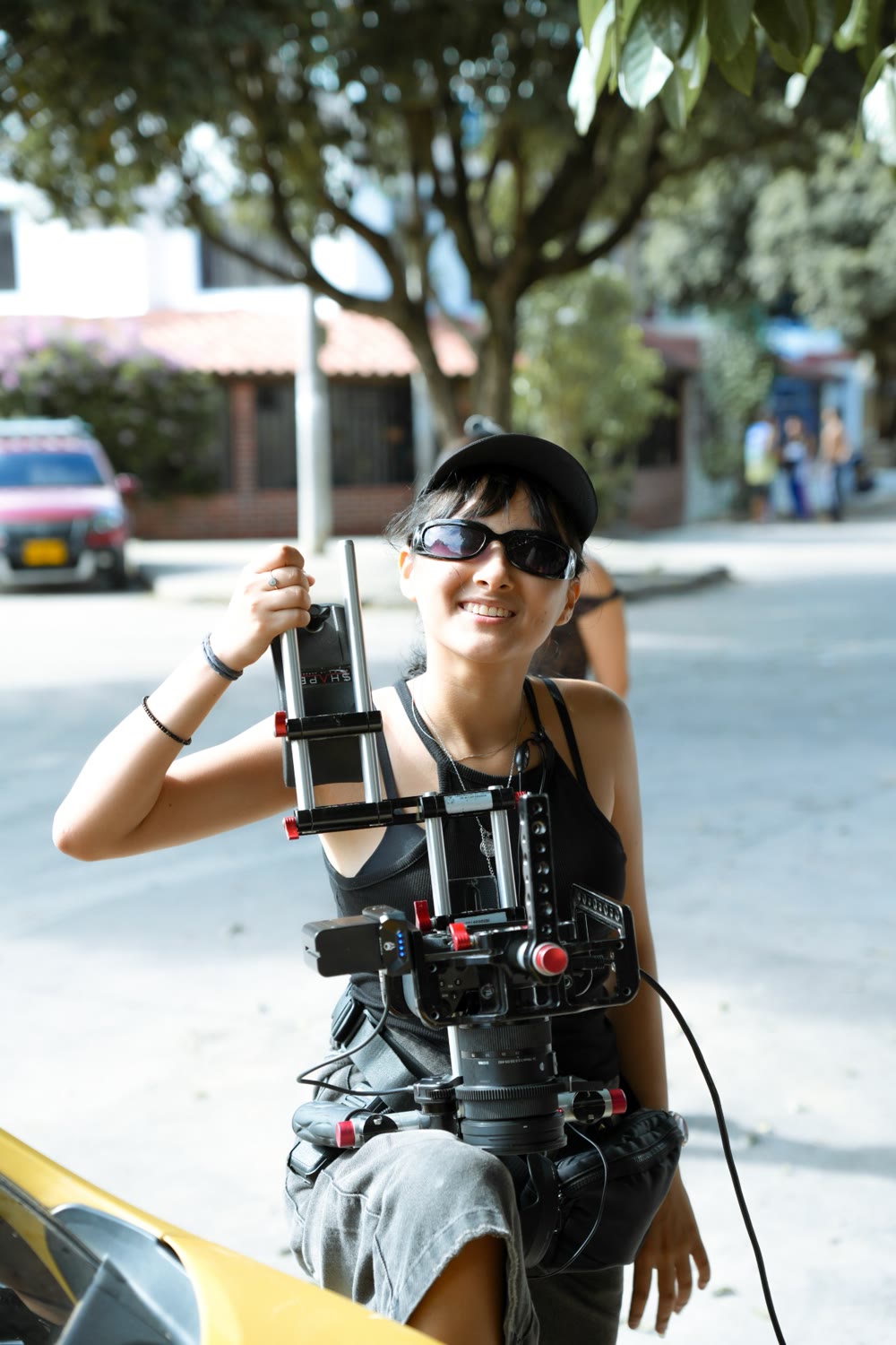 Maria Paula en rodaje con la cámara